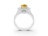 White gold Double Halo Cushion Cut Diamond Split Shank Pave Set Ring_3