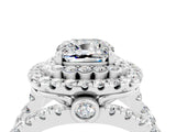 White gold Double Halo Cushion Cut Diamond Split Shank Pave Set Ring_4