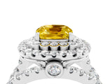 White gold Double Halo Cushion Cut Diamond Split Shank Pave Set Ring_4