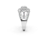White gold Double Halo Cushion Cut Diamond Split Shank Pave Set Ring_5