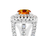 White gold Double Halo Cushion Cut Diamond Split Shank Pave Set Ring_5
