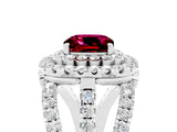 White gold Double Halo Cushion Cut Diamond Split Shank Pave Set Ring_5