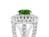 White gold Double Halo Cushion Cut Diamond Split Shank Pave Set Ring_5
