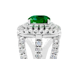 White gold Double Halo Cushion Cut Diamond Split Shank Pave Set Ring_5