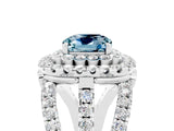 White gold Double Halo Cushion Cut Diamond Split Shank Pave Set Ring_5