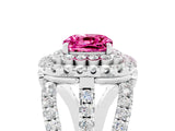 White gold Double Halo Cushion Cut Diamond Split Shank Pave Set Ring_5