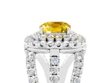 White gold Double Halo Cushion Cut Diamond Split Shank Pave Set Ring_5