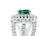 White gold Double Halo Cushion Cut Diamond Split Shank Pave Set Ring_5