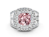 White gold Double Halo Cushion Cut Diamond Split Shank Pave Set Ring