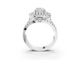 White gold Double Halo Cushion Cut Diamond Split Shank Pave Set Ring_6