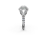 White gold Double Halo Cushion Cut Diamond Split Shank Ring with Four Prong Setting_47