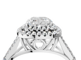 White gold Double Halo Cushion Cut Diamond Split Shank Ring with Four Prong Setting_49