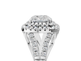 White gold Double Halo Cushion Cut Diamond Split Shank Ring with Four Prong Setting_50
