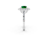 White gold Double Halo Cushion Cut Emerald Pavé Band with Four-Prong Setting_2