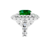 White gold Double Halo Cushion Cut Emerald Pavé Band with Four-Prong Setting_5