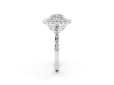 White gold Double Halo Cushion Cut Moissanite Pavé Band with Four-Prong Setting_2