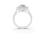 White gold Double Halo Cushion Cut Moissanite Pavé Band with Four-Prong Setting_3