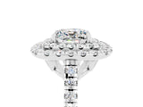 White gold Double Halo Cushion Cut Moissanite Pavé Band with Four-Prong Setting_5