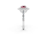 White gold Double Halo Cushion Cut Morganite Pavé Band with Four-Prong Setting_2