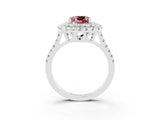 White gold Double Halo Cushion Cut Morganite Pavé Band with Four-Prong Setting_3