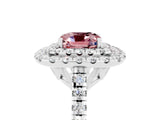White gold Double Halo Cushion Cut Morganite Pavé Band with Four-Prong Setting_5