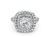 White gold Double Halo Cushion Cut Pave Split Shank Prong Set Ring_15