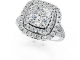 White gold Double Halo Cushion Cut Pave Split Shank Prong Set Ring_16