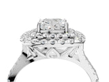 White gold Double Halo Cushion Cut Pave Split Shank Prong Set Ring_19