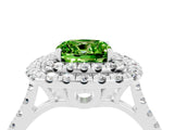 White gold Double Halo Cushion Cut Peridot Pavé Band with Four-Prong Setting_4