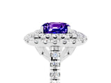 White gold Double Halo Cushion Cut Tanzanite Pavé Band with Four-Prong Setting_5