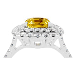 White gold Double Halo Cushion Cut Yellow Sapphire Pavé Band with Four-Prong Setting_28