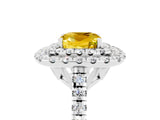 White gold Double Halo Cushion Cut Yellow Sapphire Pavé Band with Four-Prong Setting_29
