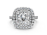 White gold Double Halo Cushion Diamond Pave Band with Four-Prong Setting_69