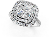 White gold Double Halo Cushion Diamond Pave Band with Four-Prong Setting_70