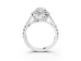 White gold Double Halo Cushion-Shaped Split Shank Diamond Ring with Prong Setting_23