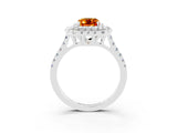 White gold Double Halo Emerald Cut Citrine Pavé Band with Four-Prong Setting_3