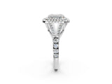 White gold Double Halo Emerald Cut Diamond Split Shank Engagement Ring with Four-Prong Setting_5