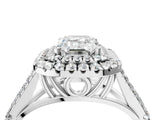 White gold Double Halo Emerald Cut Diamond Split Shank Engagement Ring with Four-Prong Setting_7