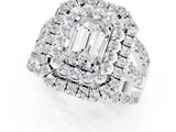 White gold Double Halo Emerald Cut Diamond Split Shank Pave Set Ring_1