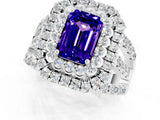 White gold Double Halo Emerald Cut Diamond Split Shank Pave Set Ring_1