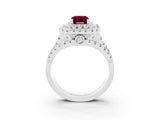 White gold Double Halo Emerald Cut Diamond Split Shank Pave Set Ring_3