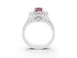 White gold Double Halo Emerald Cut Diamond Split Shank Pave Set Ring_3