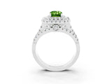 White gold Double Halo Emerald Cut Diamond Split Shank Pave Set Ring_3
