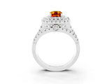 White gold Double Halo Emerald Cut Diamond Split Shank Pave Set Ring_3