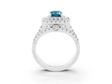 White gold Double Halo Emerald Cut Diamond Split Shank Pave Set Ring_3