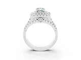 White gold Double Halo Emerald Cut Diamond Split Shank Pave Set Ring_3