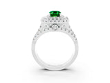 White gold Double Halo Emerald Cut Diamond Split Shank Pave Set Ring_3