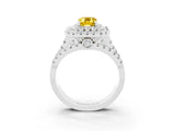 White gold Double Halo Emerald Cut Diamond Split Shank Pave Set Ring_3