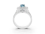 White gold Double Halo Emerald Cut Diamond Split Shank Pave Set Ring_3