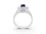 White gold Double Halo Emerald Cut Diamond Split Shank Pave Set Ring_3